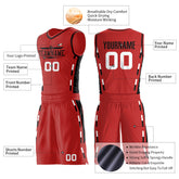 Custom Reversible Red Basketball Uniform Personailzed Printed Athletic Sports Shirts Mesh Jersey